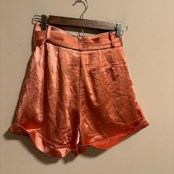 NWT Lulu’s Satin Paperbag High Waisted Belt Shorts- Size Small - Picture 3 of 9